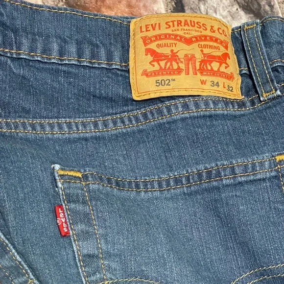 Levi's 502 Men's Regular Taper Fit Denim Jeans Blue W34 L32 Everyday Casual Work - Picture 3 of 9